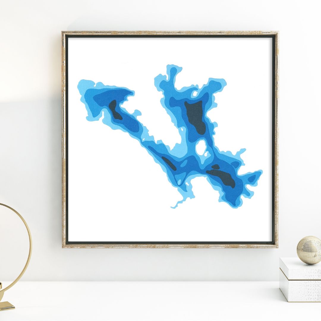Aylen Lake 12"x12" Papercut Cardtography Map | Wall Art | Poster | Print | Map Art | Wall Decor
