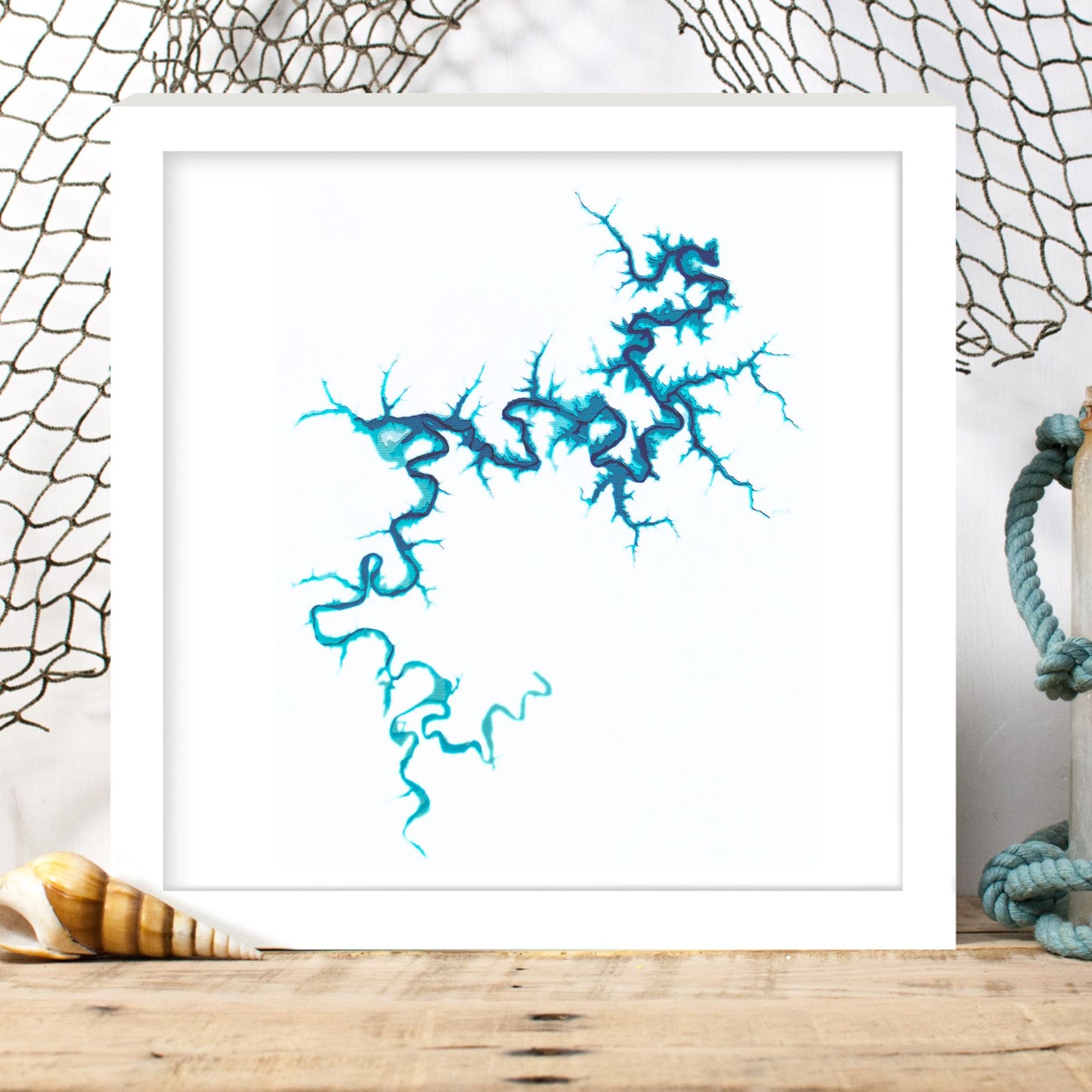 Beaver Lake, Arkansas 12"x12" Papercut Cardtography Map | Wall Art | Poster | Print | Map Art | Wall Decor