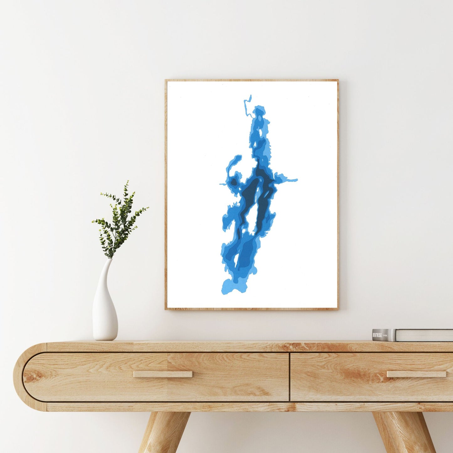Belmont Lake 9"x12" Papercut Cardtography Map | Wall Art | Poster | Print | Map Art | Wall Decor