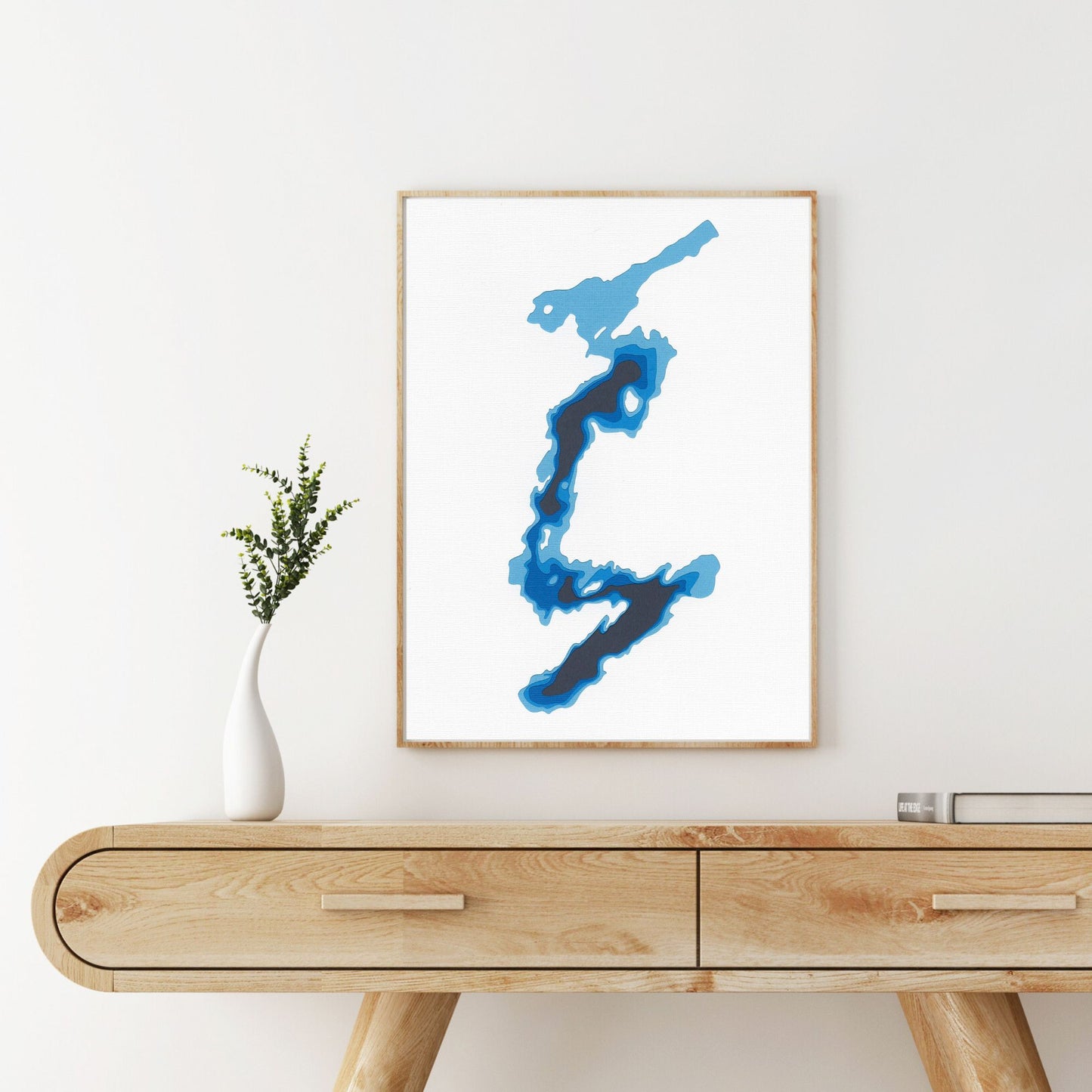 Bennett Lake 9"x12" Papercut Cardtography Map | Wall Art | Poster | Print | Map Art | Wall Decor