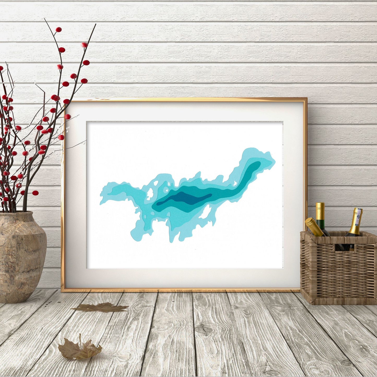 Big Cedar Lake 9"x12" Papercut Cardtography Map | Wall Art | Poster | Print | Map Art | Wall Decor