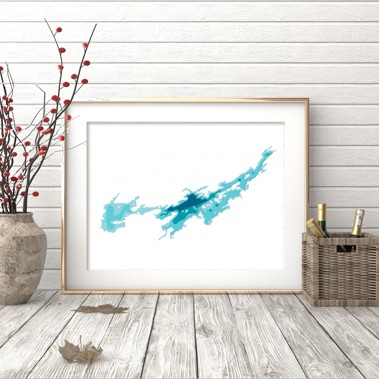 Big Gull Lake 9"x12" Papercut Cardtography Map | Wall Art | Poster | Print | Map Art | Wall Decor