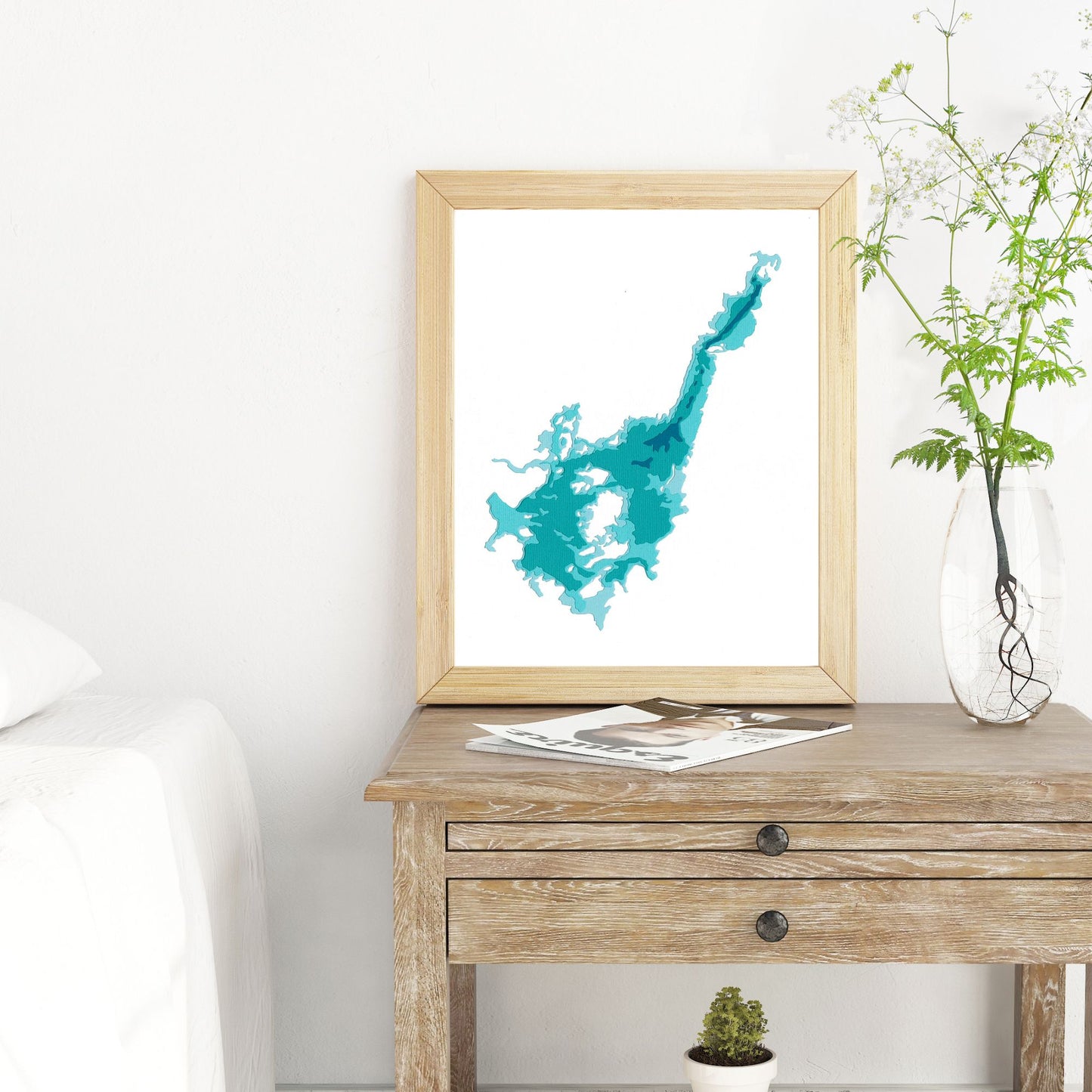 Buckhorn Lake 8"x10" Papercut Cardtography Map | Wall Art | Poster | Print | Map Art | Wall Decor