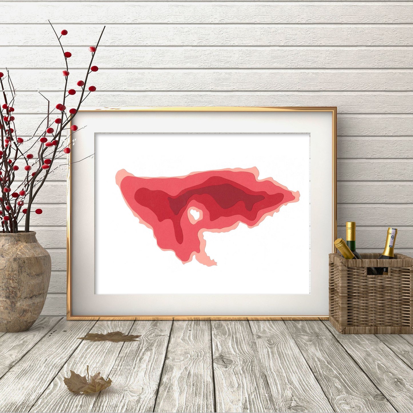 Burdock Lake 9"x12" Papercut Cardtography Map | Wall Art | Poster | Print | Map Art | Wall Decor