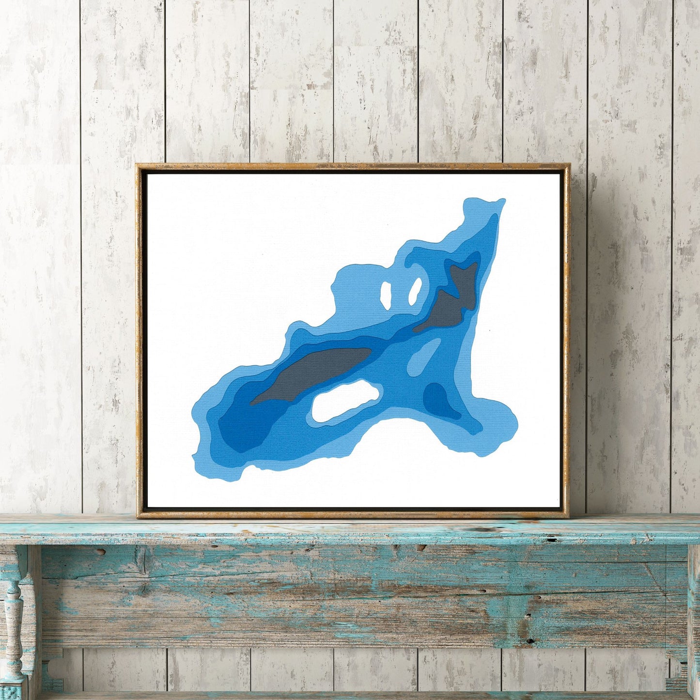 Bushwolf Lake 8"x10" Papercut Cardtography Map | Wall Art | Poster | Print | Map Art | Wall Decor