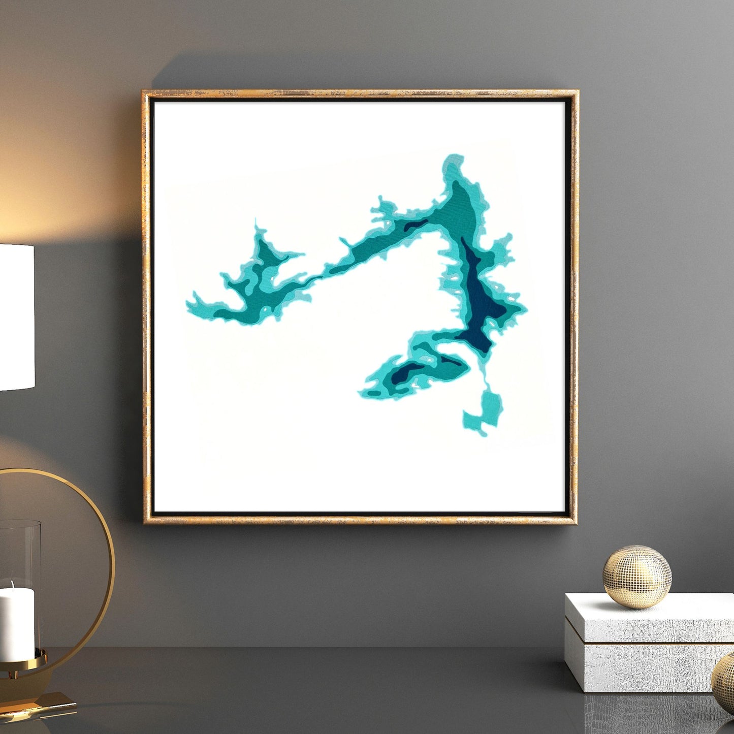 Chandos Lake 12"x12" Papercut Cardtography Map | Wall Art | Poster | Print | Map Art | Wall Decor