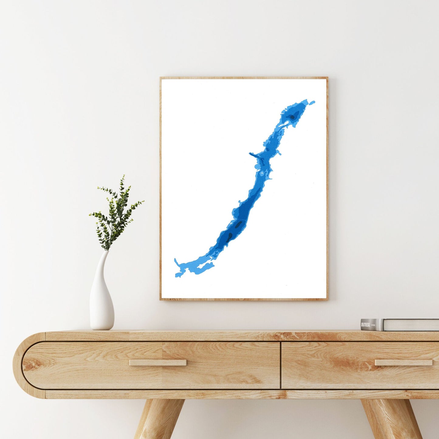Chemong Lake 9"x12" Papercut Cardtography Map | Wall Art | Poster | Print | Map Art | Wall Decor