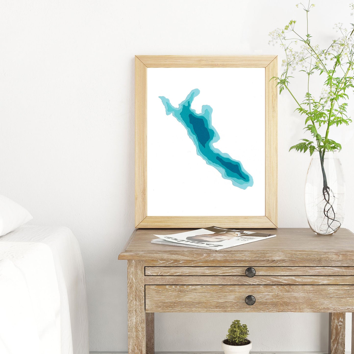 Clear Lake (Minden) 8"x10" Papercut Cardtography Map | Wall Art | Poster | Print | Map Art | Wall Decor