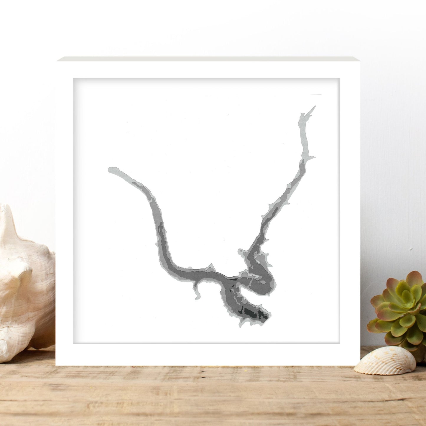 Conestogo Lake 12"x12" Papercut Cardtography Map | Wall Art | Poster | Print | Map Art | Wall Decor