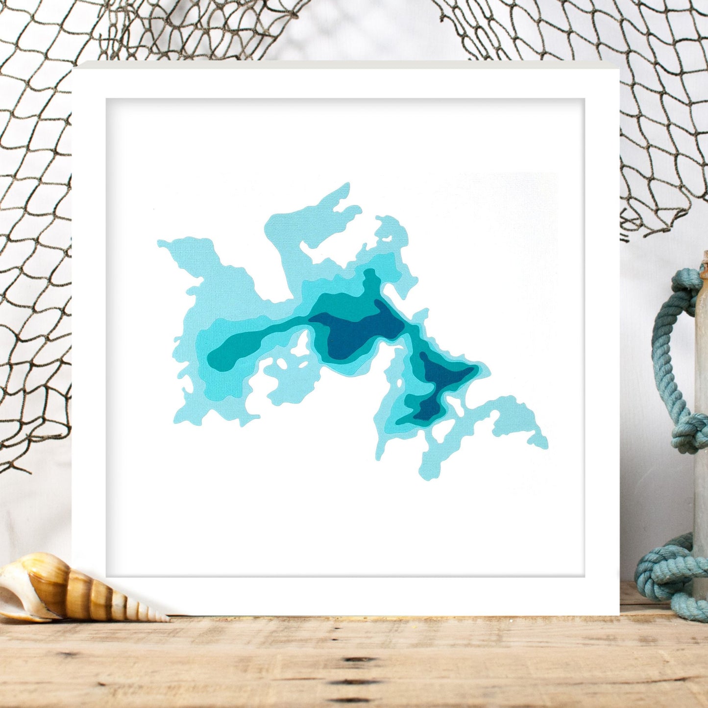 Constant Lake 12"x12" Papercut Cardtography Map | Wall Art | Poster | Print | Map Art | Wall Decor