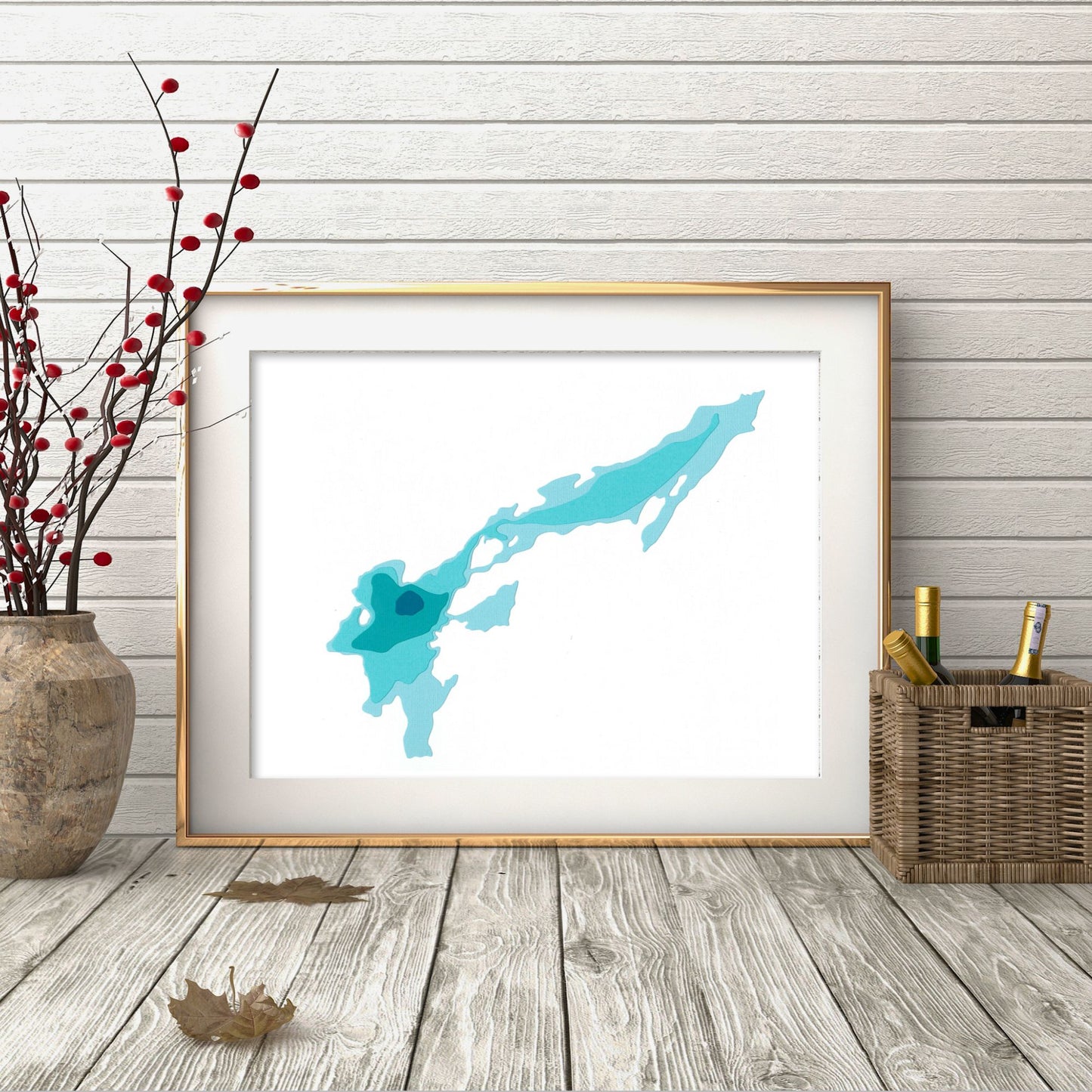 Contau Lake 9"x12" Papercut Cardtography Map | Wall Art | Poster | Print | Map Art | Wall Decor