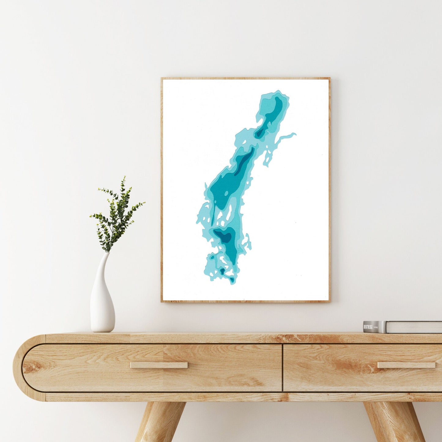 Cordova Lake 9"x12" Papercut Cardtography Map | Wall Art | Poster | Print | Map Art | Wall Decor