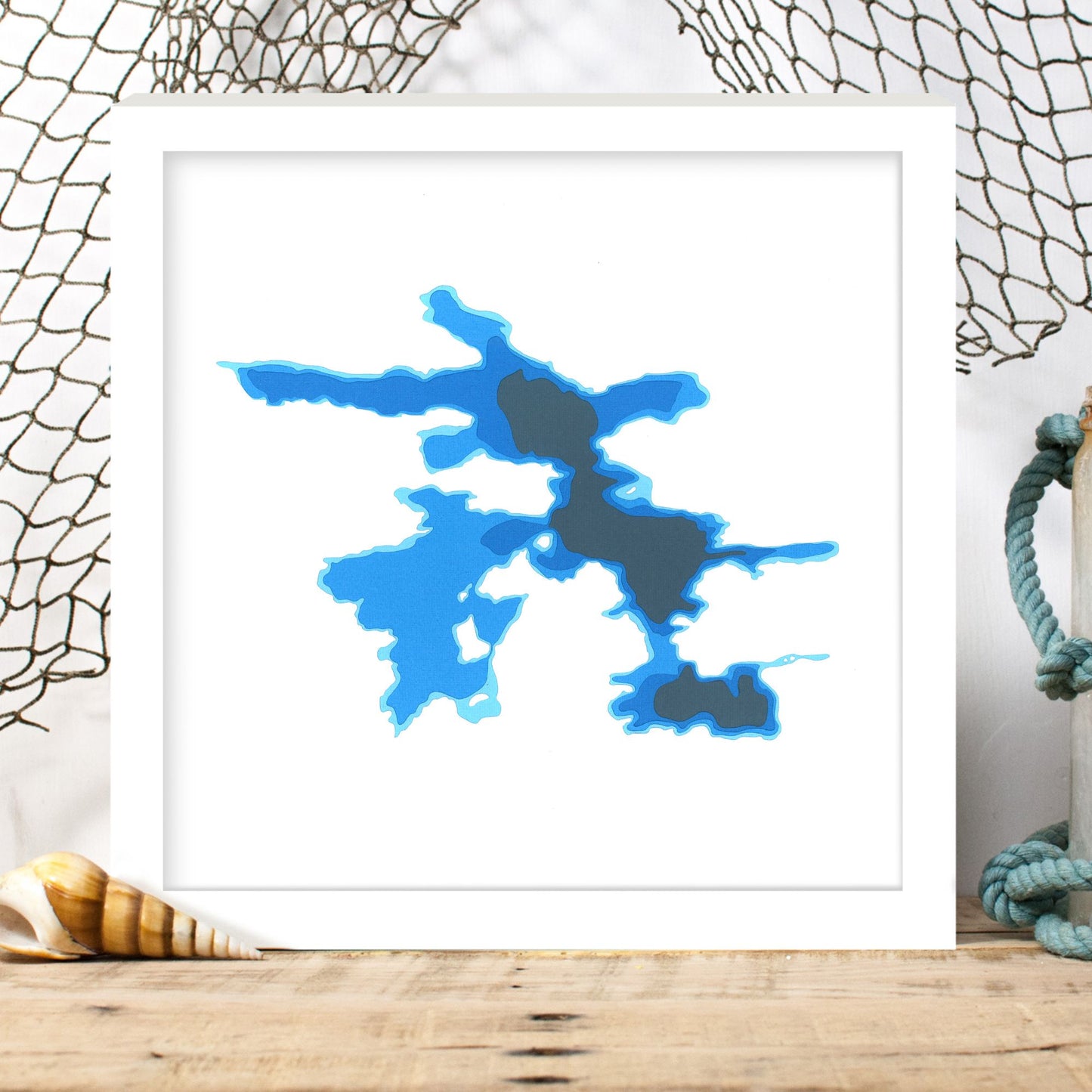 Crab Lake 12"x12" Papercut Cardtography Map | Wall Art | Poster | Print | Map Art | Wall Decor