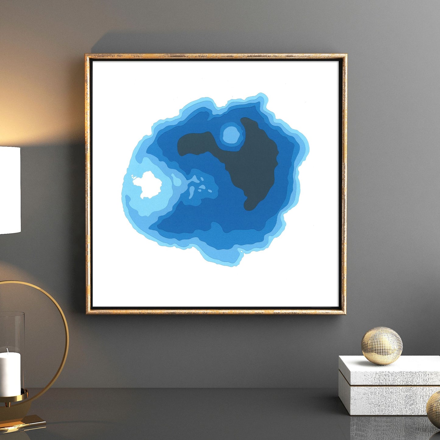 Crater Lake, Utah 12"x12" Papercut Cardtography Map | Wall Art | Poster | Print | Map Art | Wall Decor