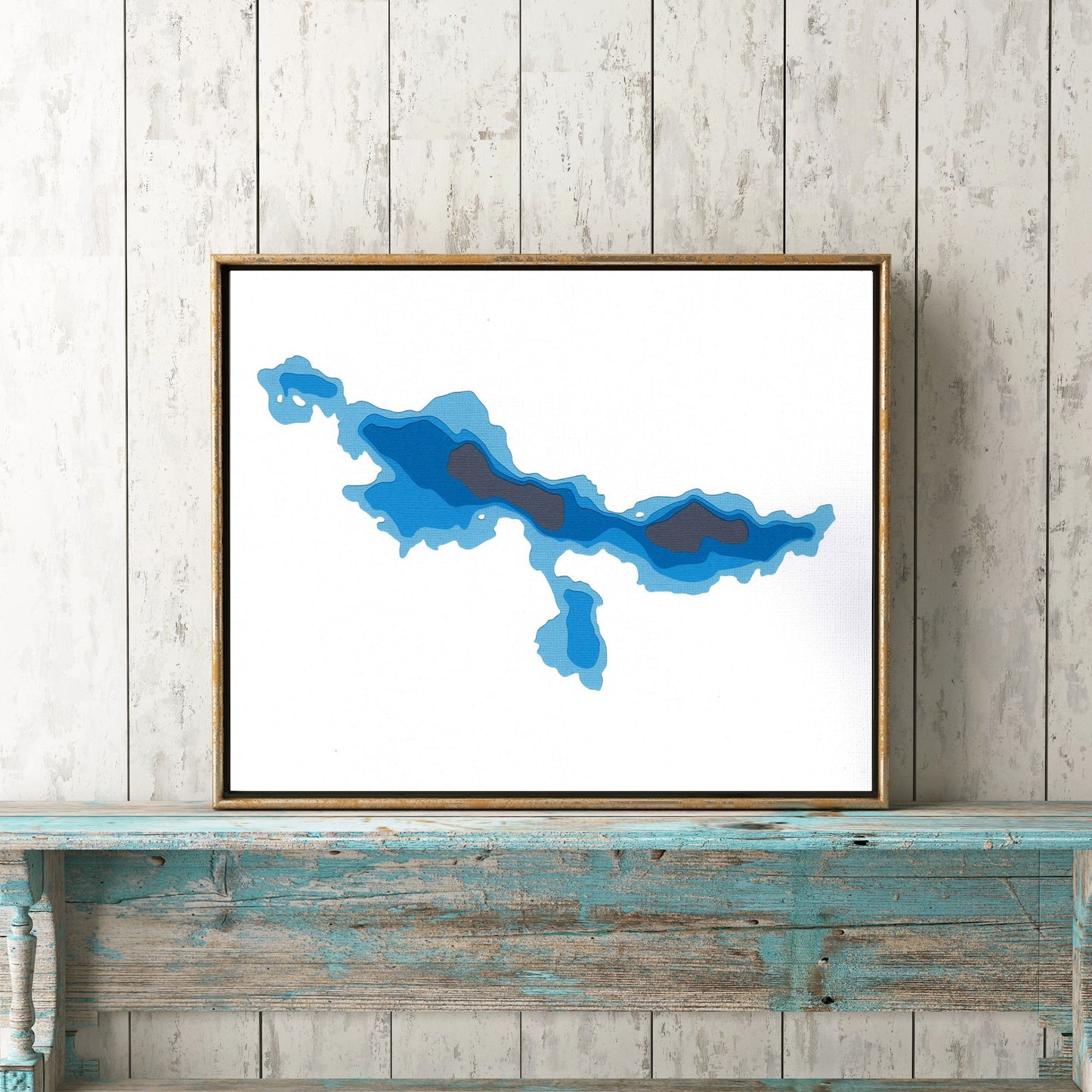 Deer Lake (South River) 8"x10" Papercut Cardtography Map | Wall Art | Poster | Print | Map Art | Wall Decor