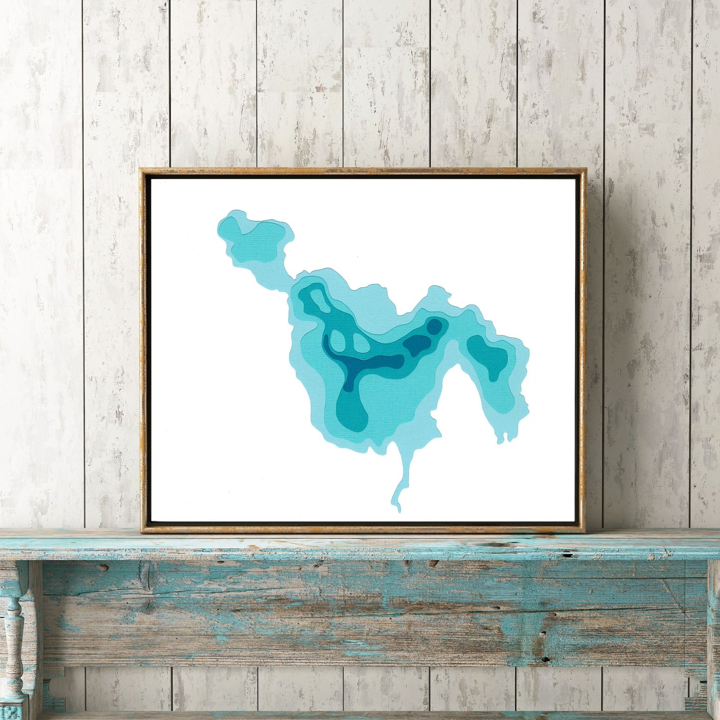 Diamond Lake 8"x10" Papercut Cardtography Map | Wall Art | Poster | Print | Map Art | Wall Decor