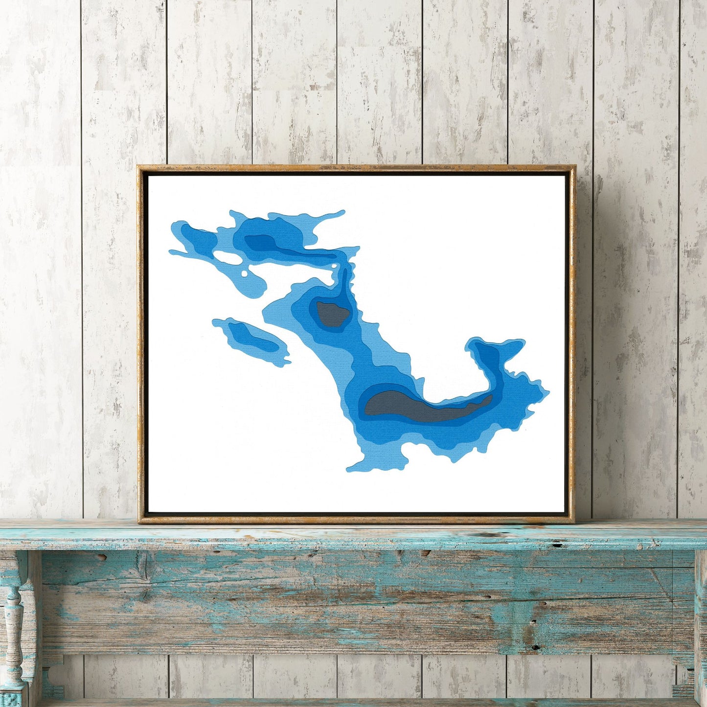 Dickey Lake 8"x10" Papercut Cardtography Map | Wall Art | Poster | Print | Map Art | Wall Decor