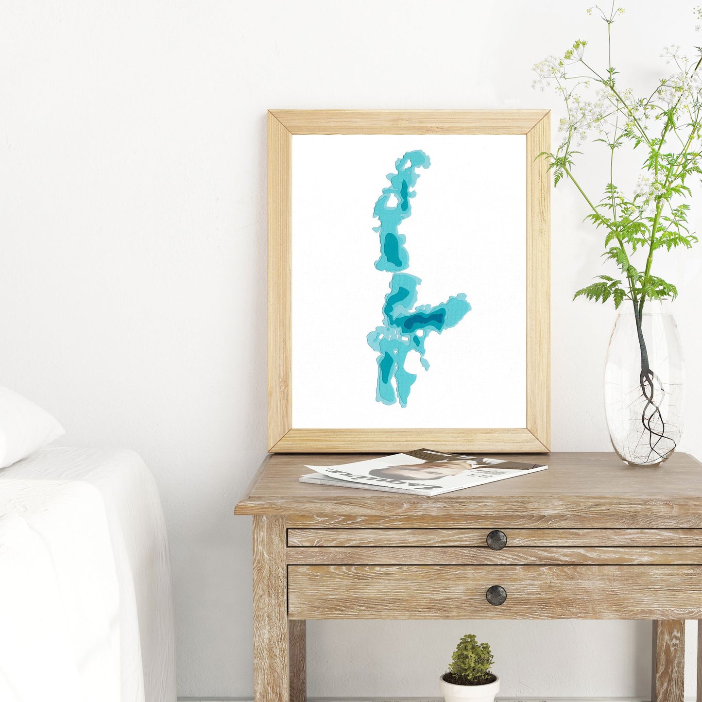 Eagle Lake (South River) 8x10" Papercut Cardtography Map | Wall Art | Poster | Print | Map Art | Wall Decor