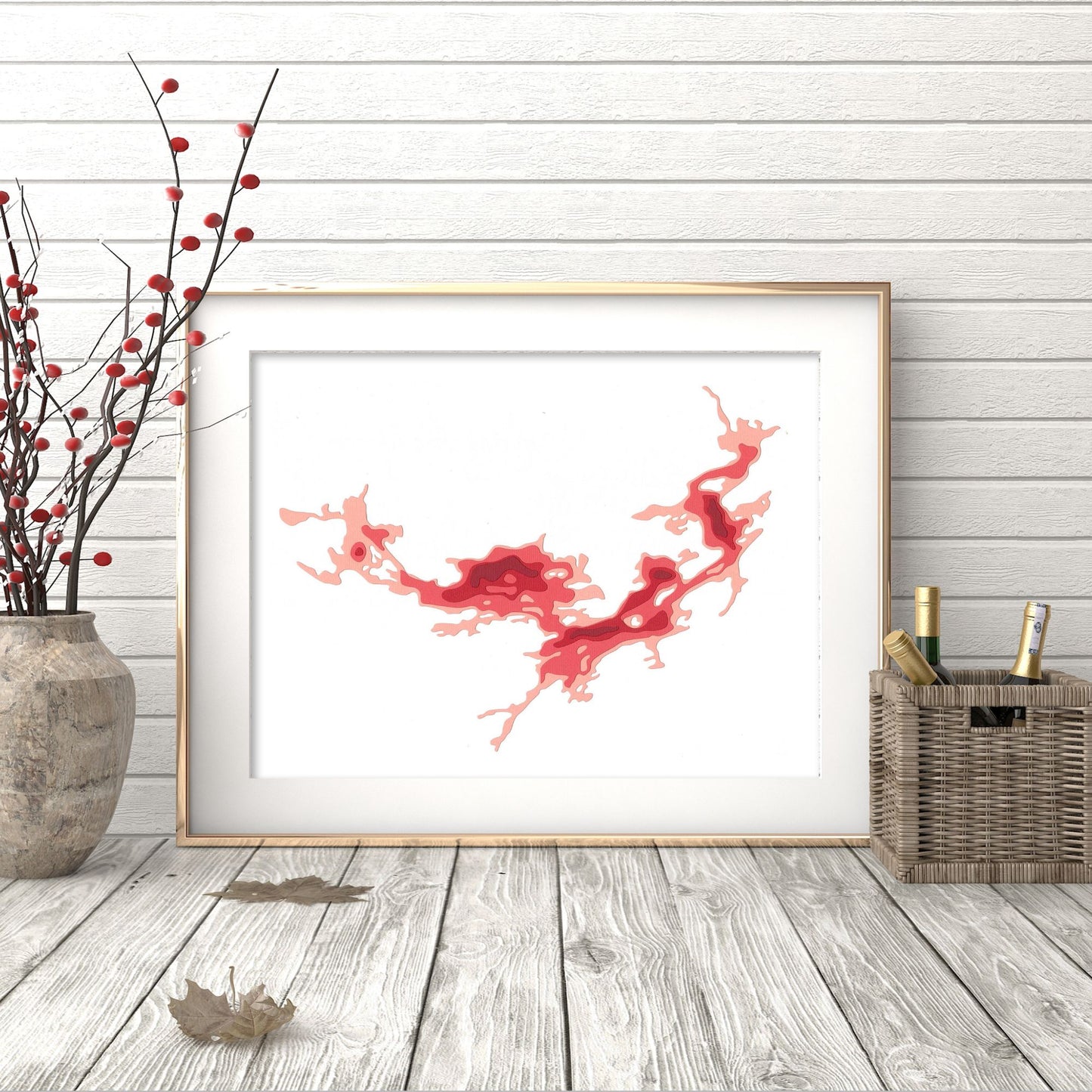 Eels Lake 9"x12" Papercut Cardtography Map | Wall Art | Poster | Print | Map Art | Wall Decor