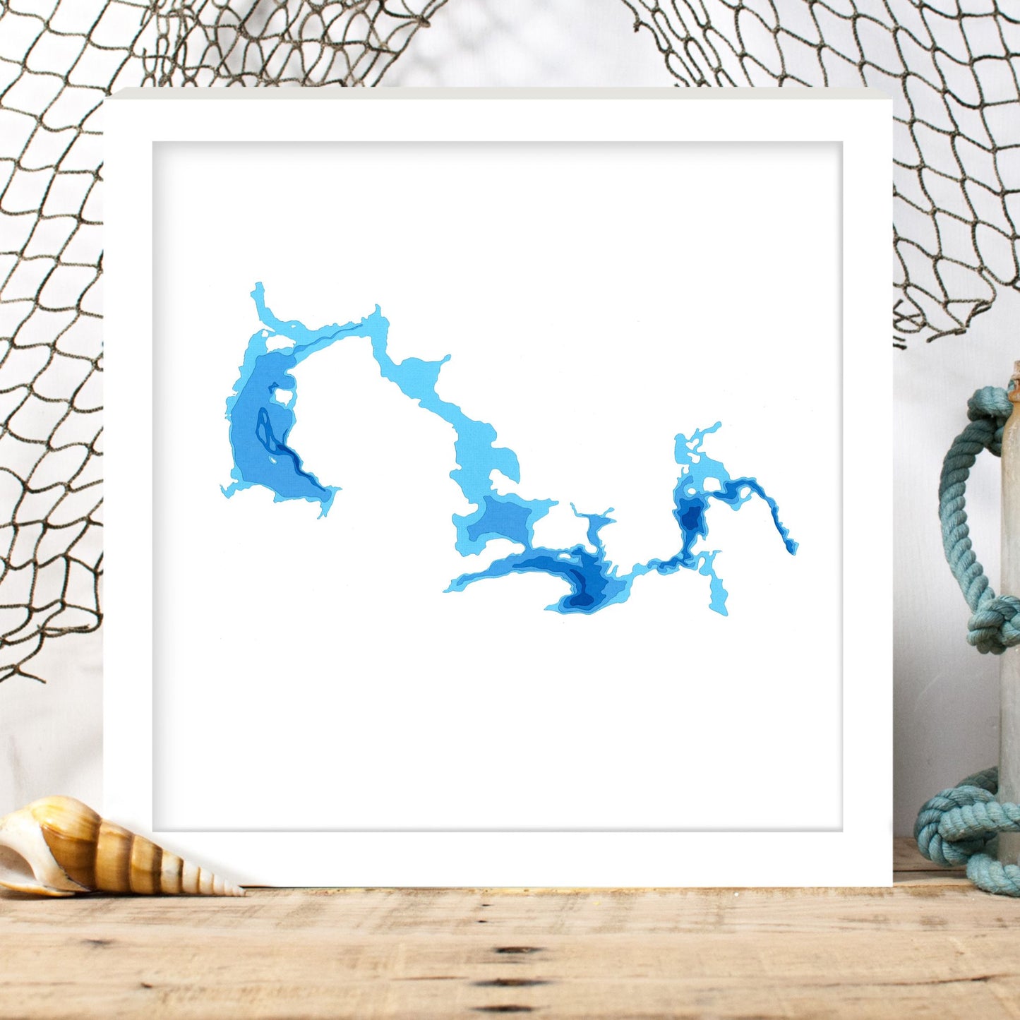 Elephant & Baptiste Lakes 12"x12" Papercut Cardtography Map | Wall Art | Poster | Print | Map Art | Wall Decor