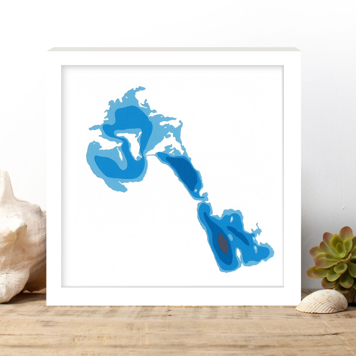Emma Lake, Saskatchewan 12"x12" Papercut Cardtography Map | Wall Art | Poster | Print | Map Art | Wall Decor