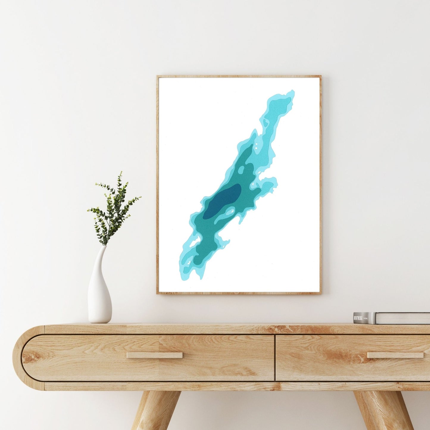 Fairholme Lake 9"x12" Papercut Cardtography Map | Wall Art | Poster | Print | Map Art | Wall Decor