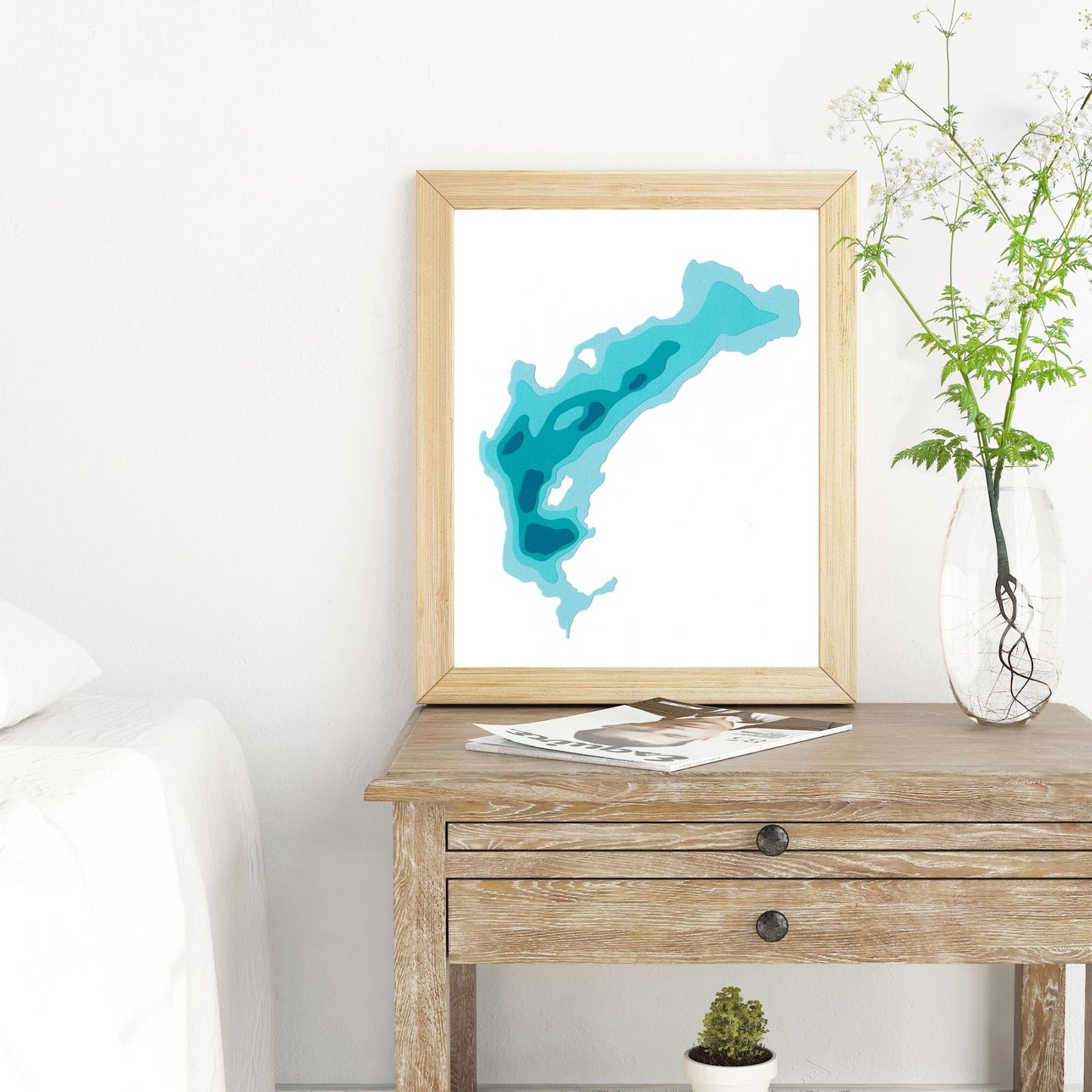 Farquhar Lake 8x10" Papercut Cardtography Map | Wall Art | Poster | Print | Map Art | Wall Decor