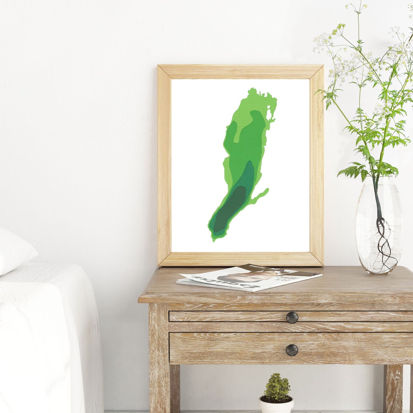 Four Mile Lake 8"x10" Papercut Cardtography Map | Wall Art | Poster | Print | Map Art | Wall Decor