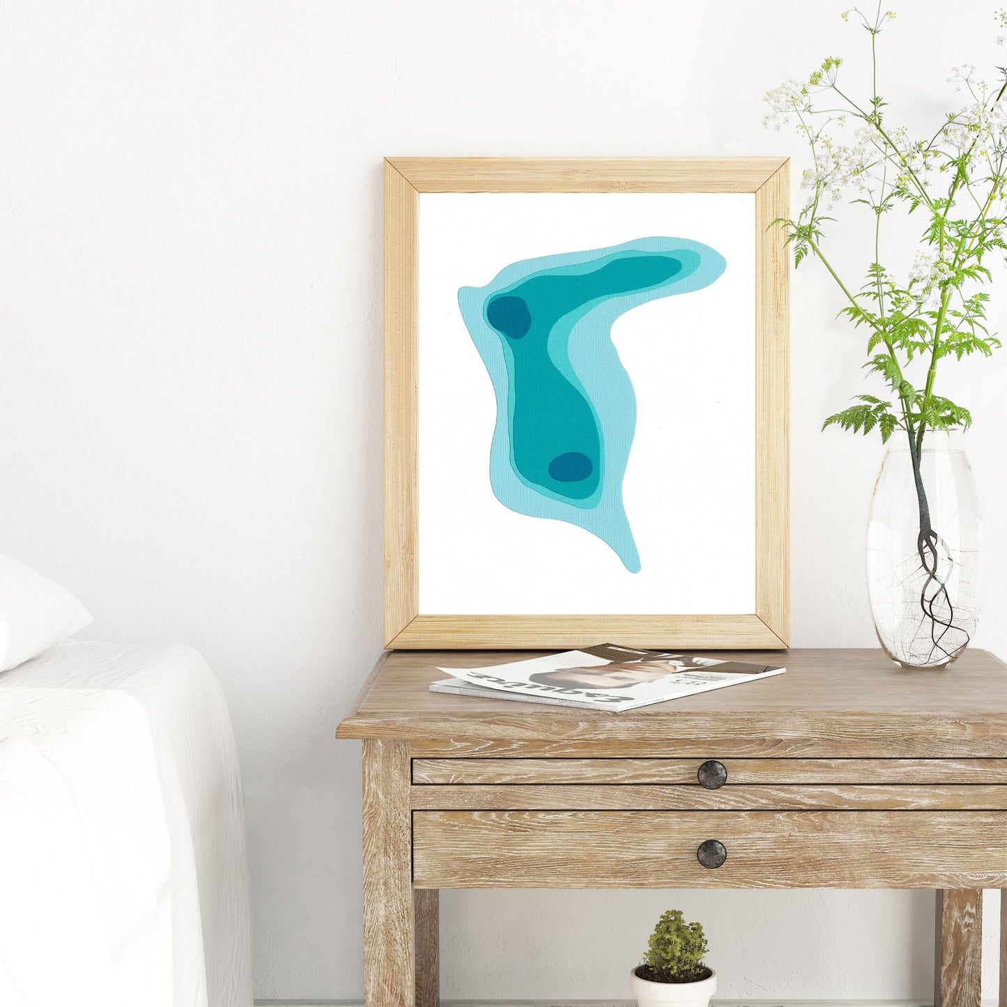 Frenchman Lake, Nova Scotia 8"x10" Papercut Cardtography Map | Wall Art | Poster | Print | Map Art | Wall Decor