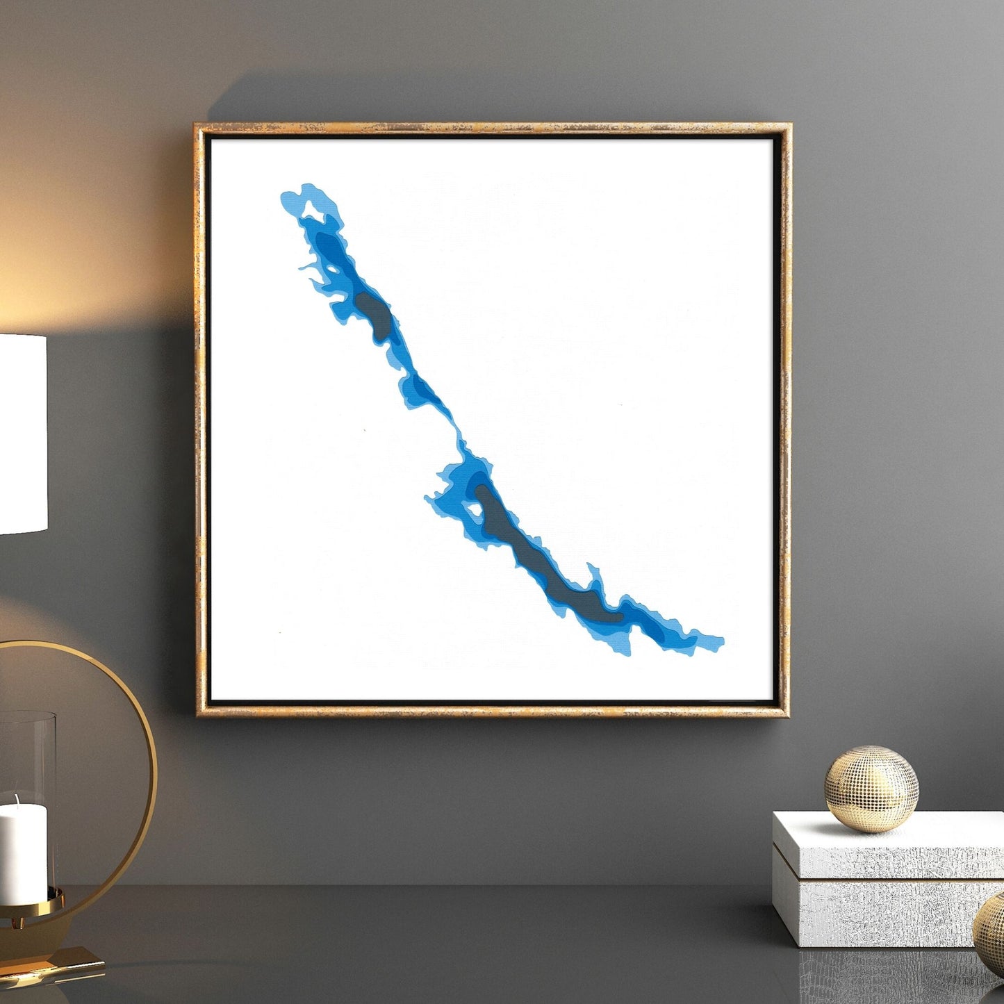 Gibson Lake 12"x12" Papercut Cardtography Map | Wall Art | Poster | Print | Map Art | Wall Decor