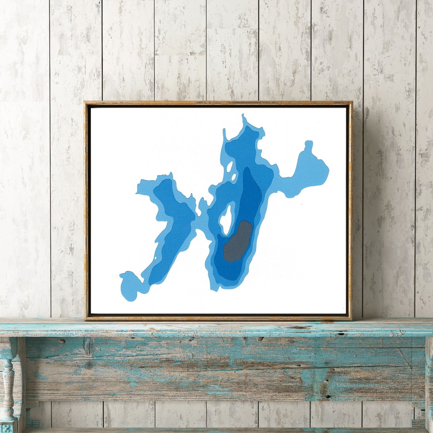 Gin Lake 8x10" Papercut Cardtography Map | Wall Art | Poster | Print | Map Art | Wall Decor