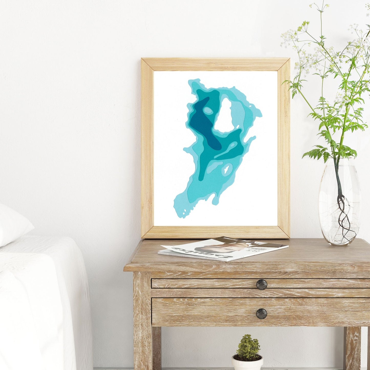 Glamor Lake 8x10" Papercut Cardtography Map | Wall Art | Poster | Print | Map Art | Wall Decor