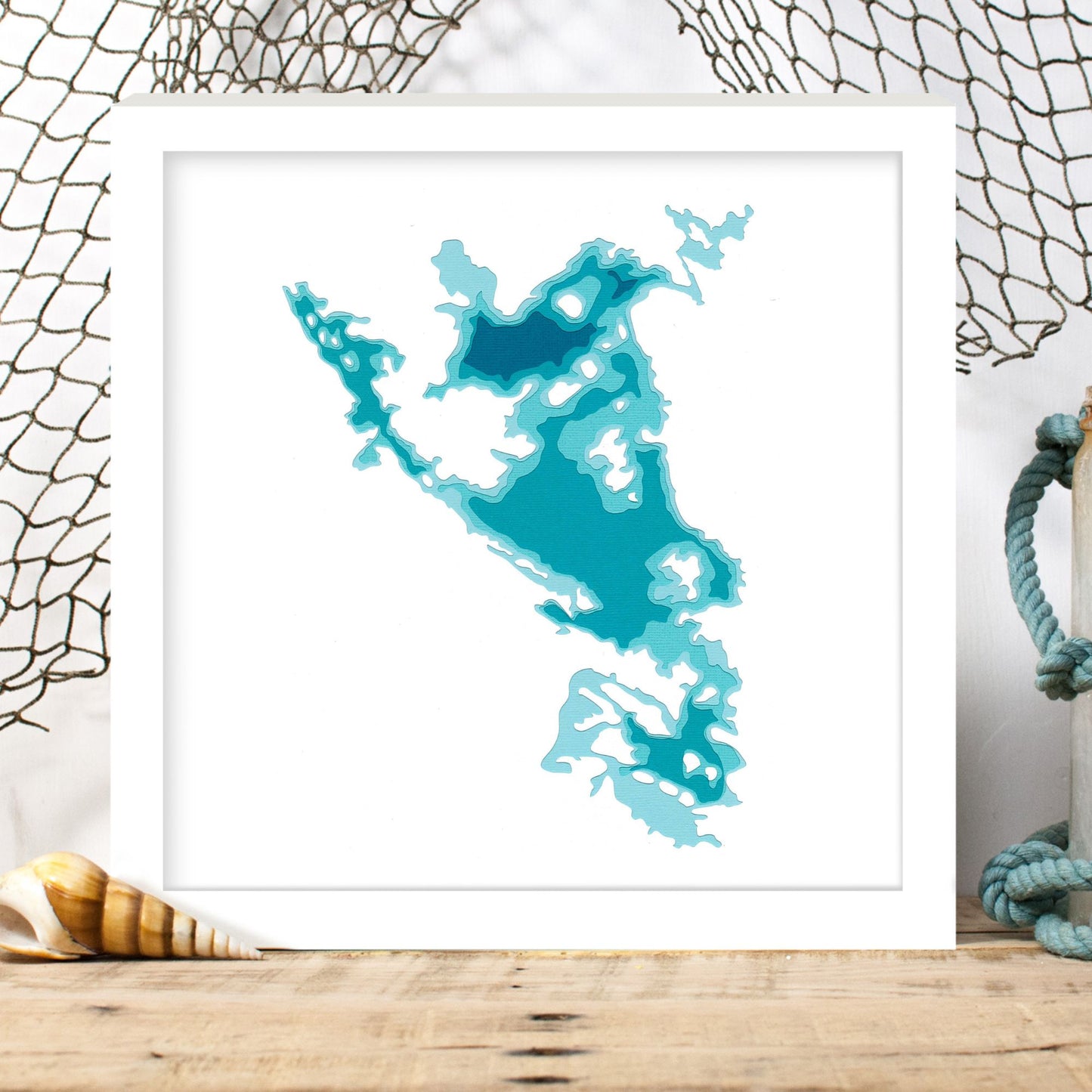 Gloucester Pool 12"x12" Papercut Cardtography Map | Wall Art | Poster | Print | Map Art | Wall Decor