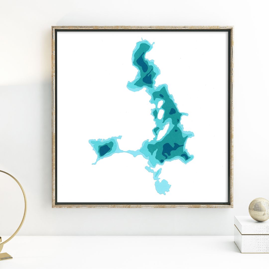 Haliburton Lake 12"x12" Papercut Cardtography Map | Wall Art | Poster | Print | Map Art | Wall Decor