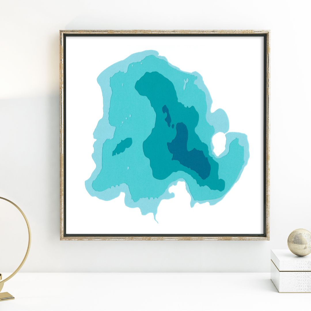 Halls Lake 12"x12" Papercut Cardtography Map | Wall Art | Poster | Print | Map Art | Wall Decor
