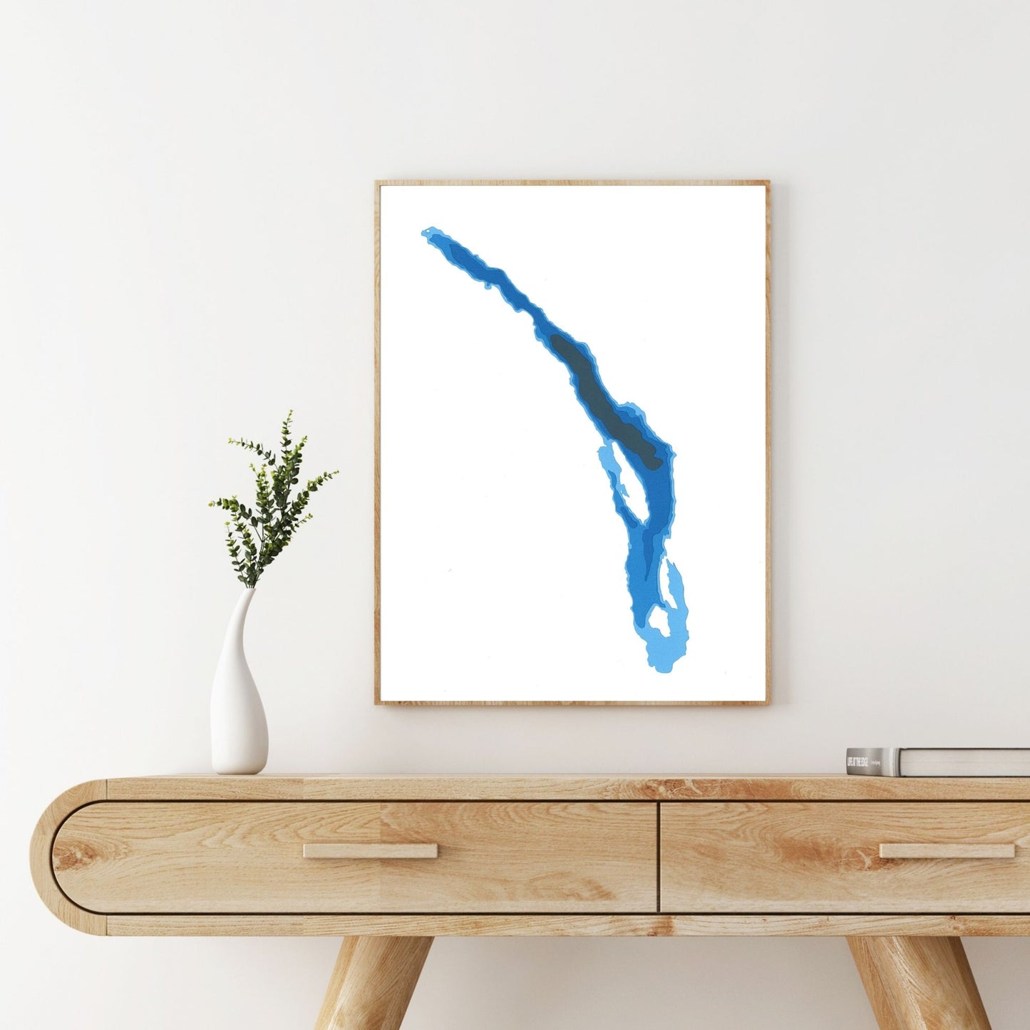 Harrison Lake, BC 9"x12" Papercut Cardtography Map | Wall Art | Poster | Print | Map Art | Wall Decor