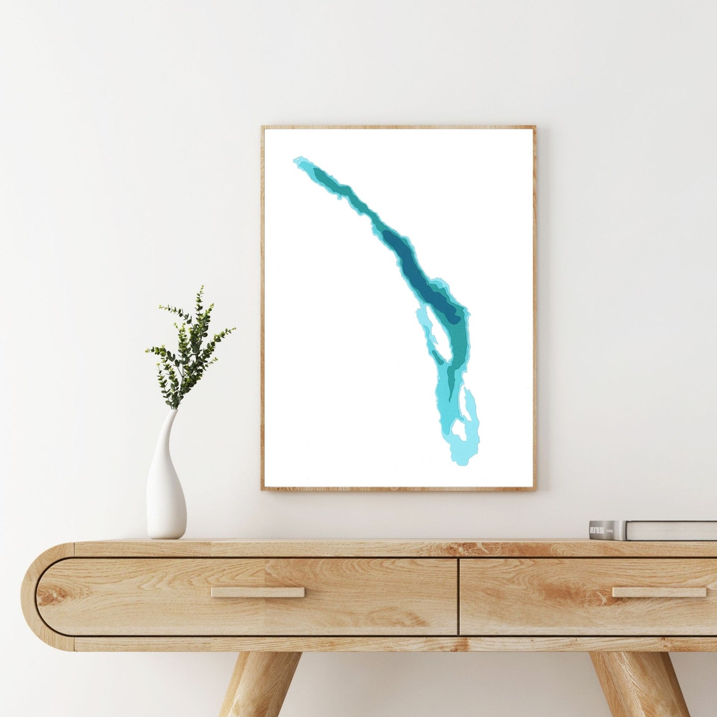 Harrison Lake, BC 9"x12" Papercut Cardtography Map | Wall Art | Poster | Print | Map Art | Wall Decor