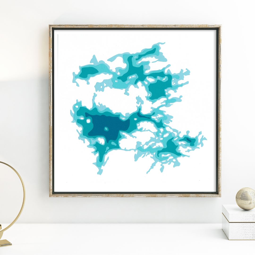 Jack Lake 12"x12" Papercut Cardtography Map | Wall Art | Poster | Print | Map Art | Wall Decor