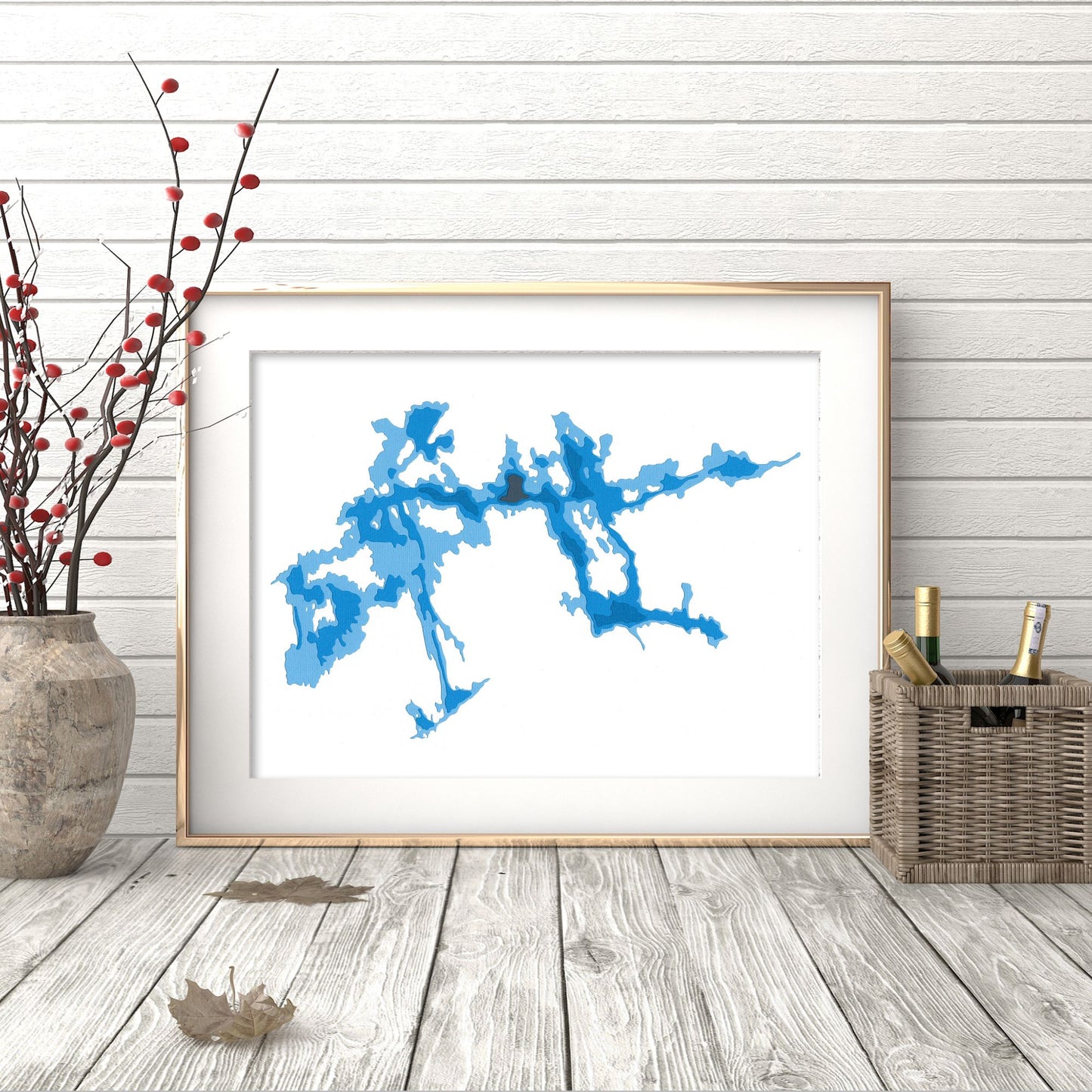 Kahshe Lake 9"x12" Papercut Cardtography Map | Wall Art | Poster | Print | Map Art | Wall Decor