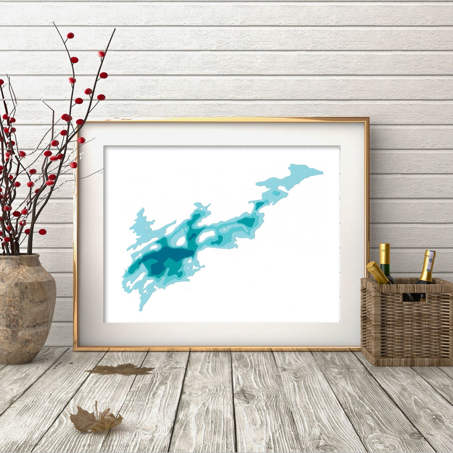 Kapikog Lake 9"x12" Papercut Cardtography Map | Wall Art | Poster | Print | Map Art | Wall Decor