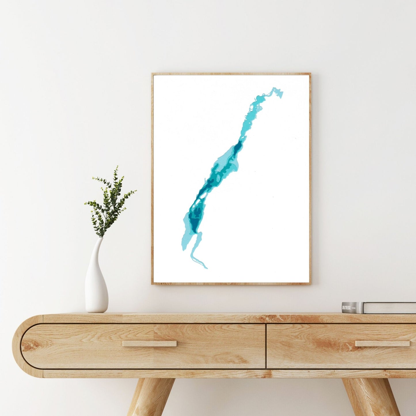 Katchewanooka Lake 9"x12" Papercut Cardtography Map | Wall Art | Poster | Print | Map Art | Wall Decor