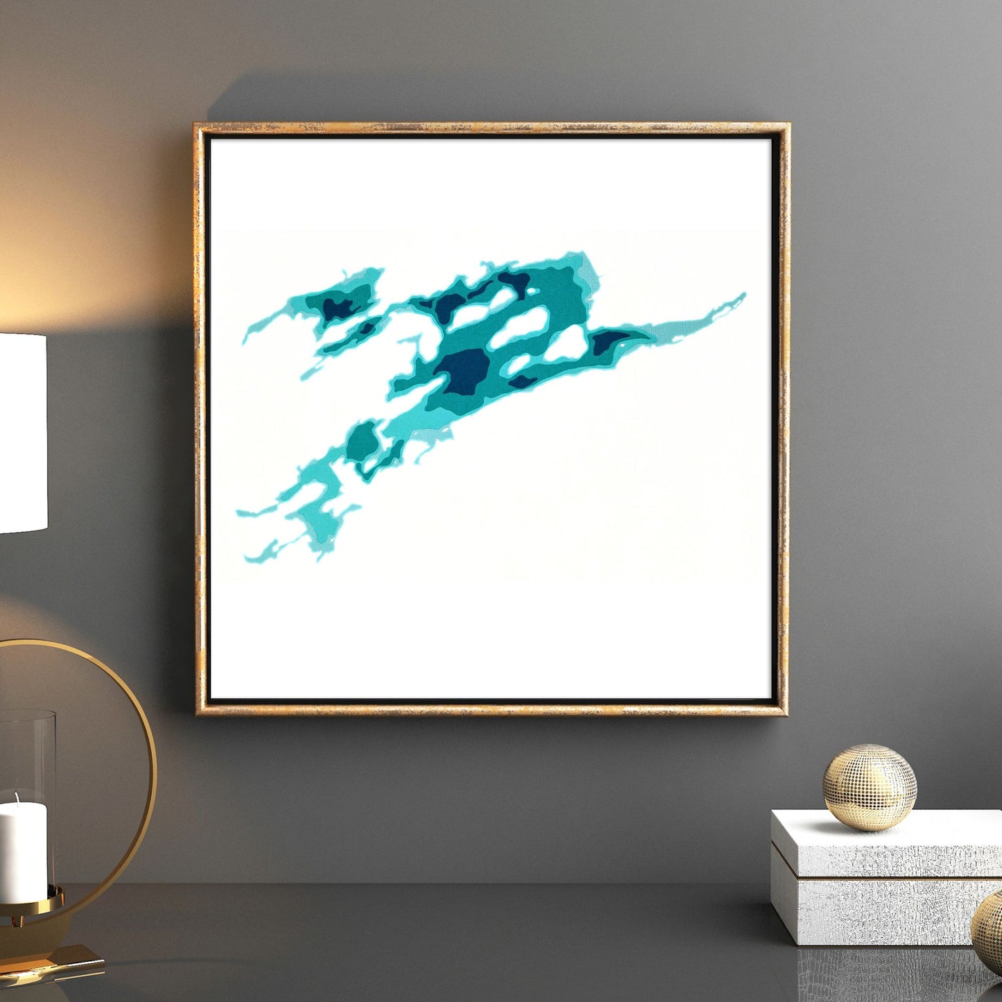 Kawagama Lake 12"x12" Papercut Cardtography Map | Wall Art | Poster | Print | Map Art | Wall Decor