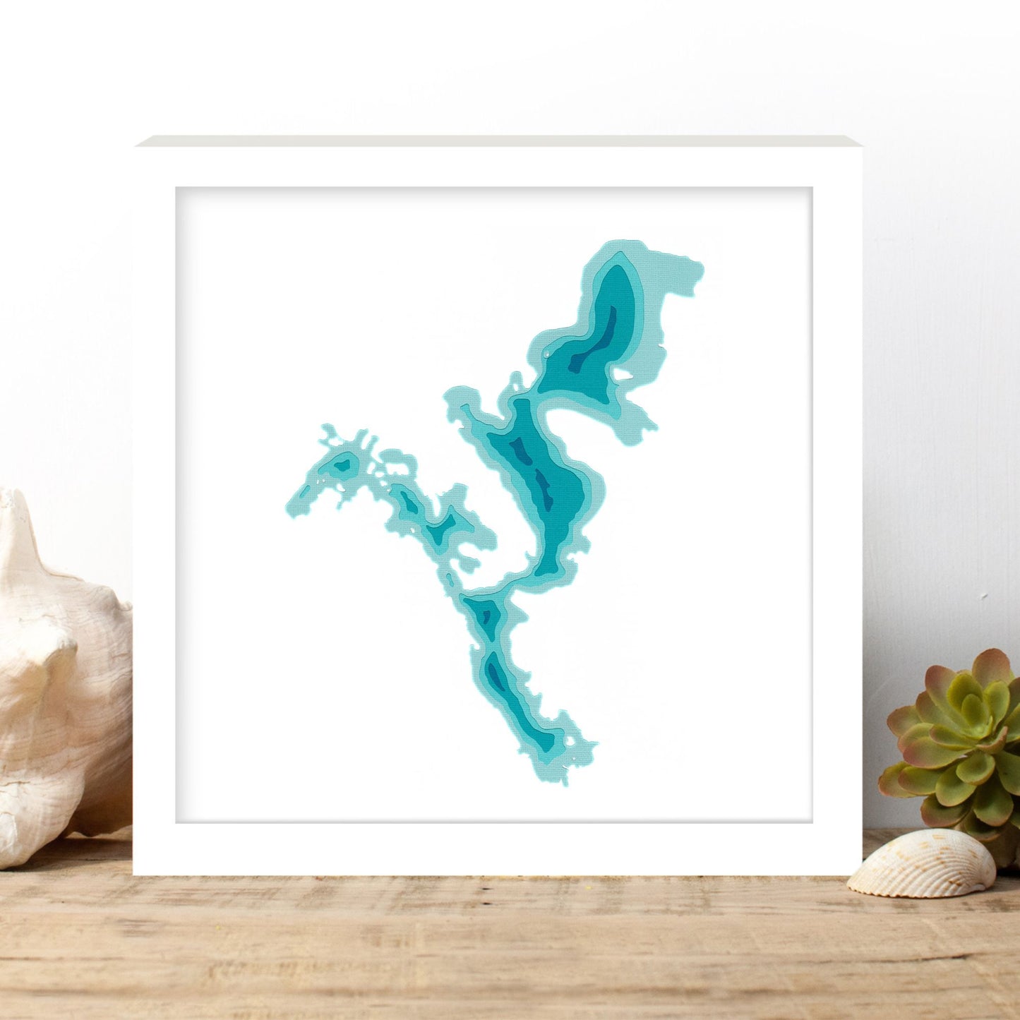 Lac La Pêche, Québec 12"x12" Papercut Cardtography Map | Wall Art | Poster | Print | Map Art | Wall Decor