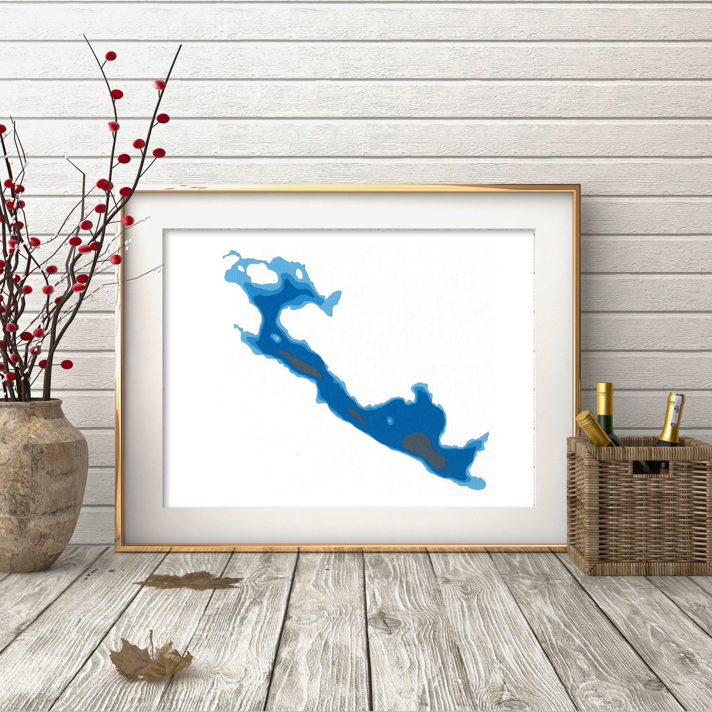 Lac Meech, Québec 9"x12" Papercut Cardtography Map | Wall Art | Poster | Print | Map Art | Wall Decor