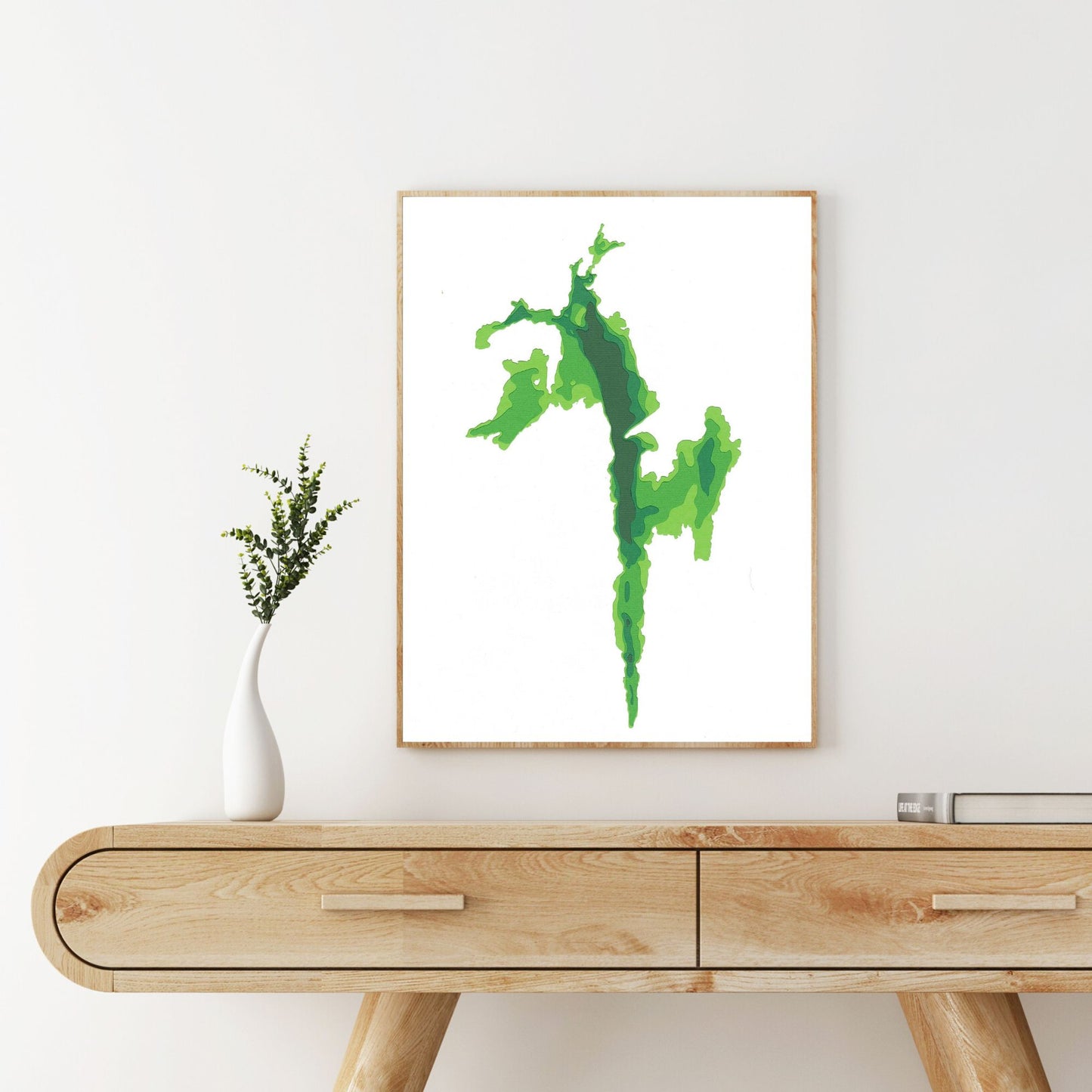 Lac Opasatika, Québec 9"x12" Papercut Cardtography Map | Wall Art | Poster | Print | Map Art | Wall Decor