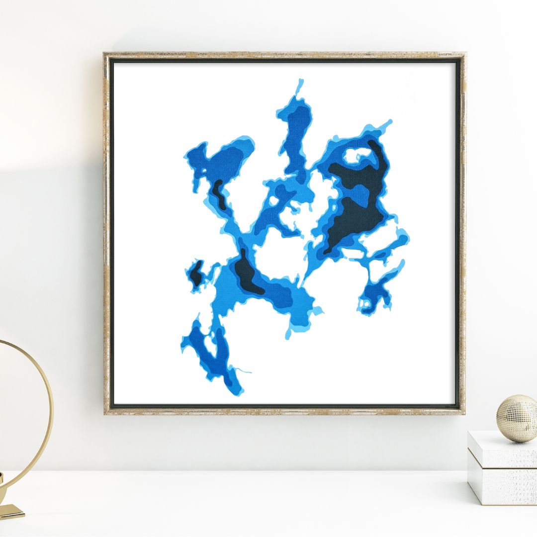 Lac Pemichangan, Québec 12"x12" Papercut Cardtography Map | Wall Art | Poster | Print | Map Art | Wall Decor