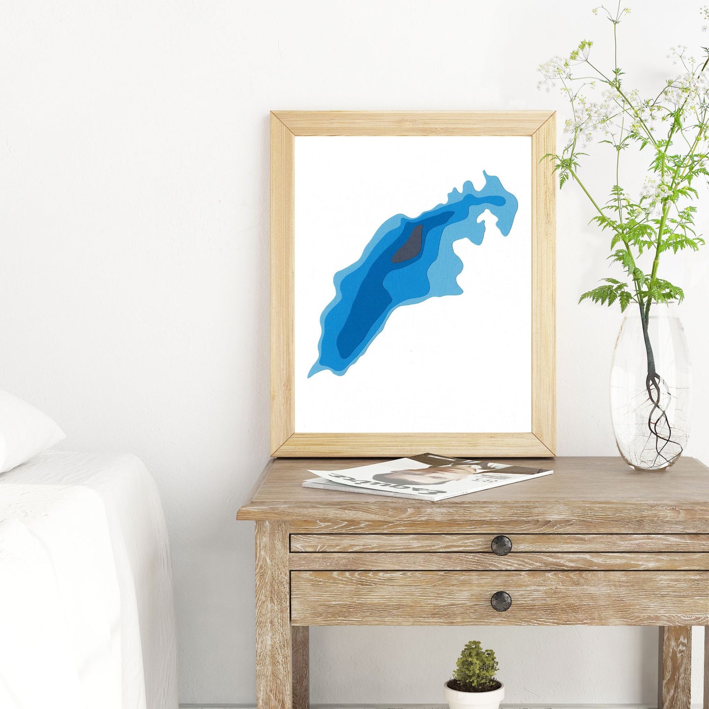 Lake Banook, Nova Scotia 8"x10" Papercut Cardtography Map | Wall Art | Poster | Print | Map Art | Wall Decor