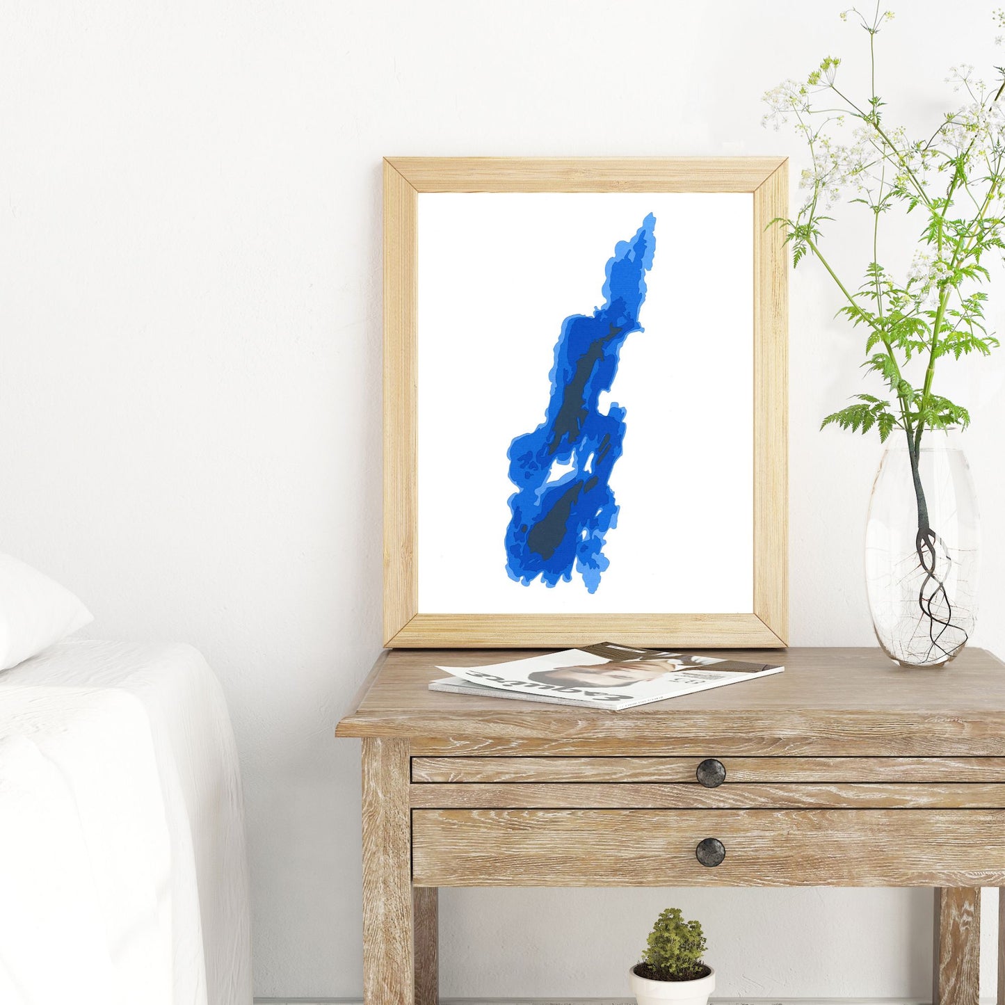 Lake Couchiching 8"x10" Papercut Cardtography Map | Wall Art | Poster | Print | Map Art | Wall Decor