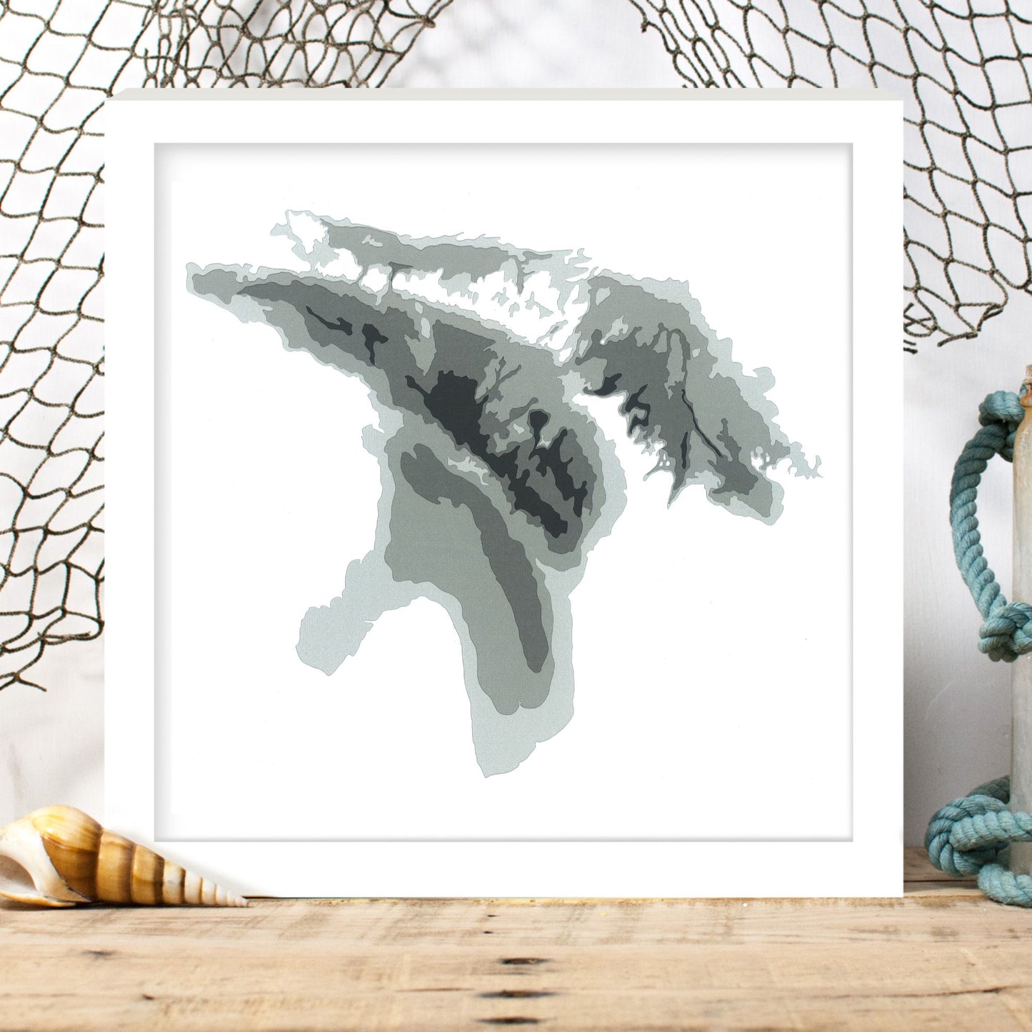 Lake Huron 12"x12" Papercut Cardtography Map | Wall Art | Poster | Print | Map Art | Wall Decor
