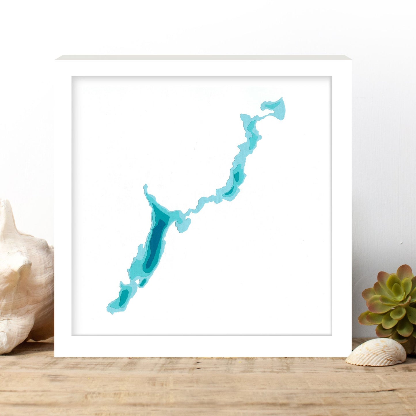 Kashagawigamog Lake 12"x12" Papercut Cardtography Map | Wall Art | Poster | Print | Map Art | Wall Decor